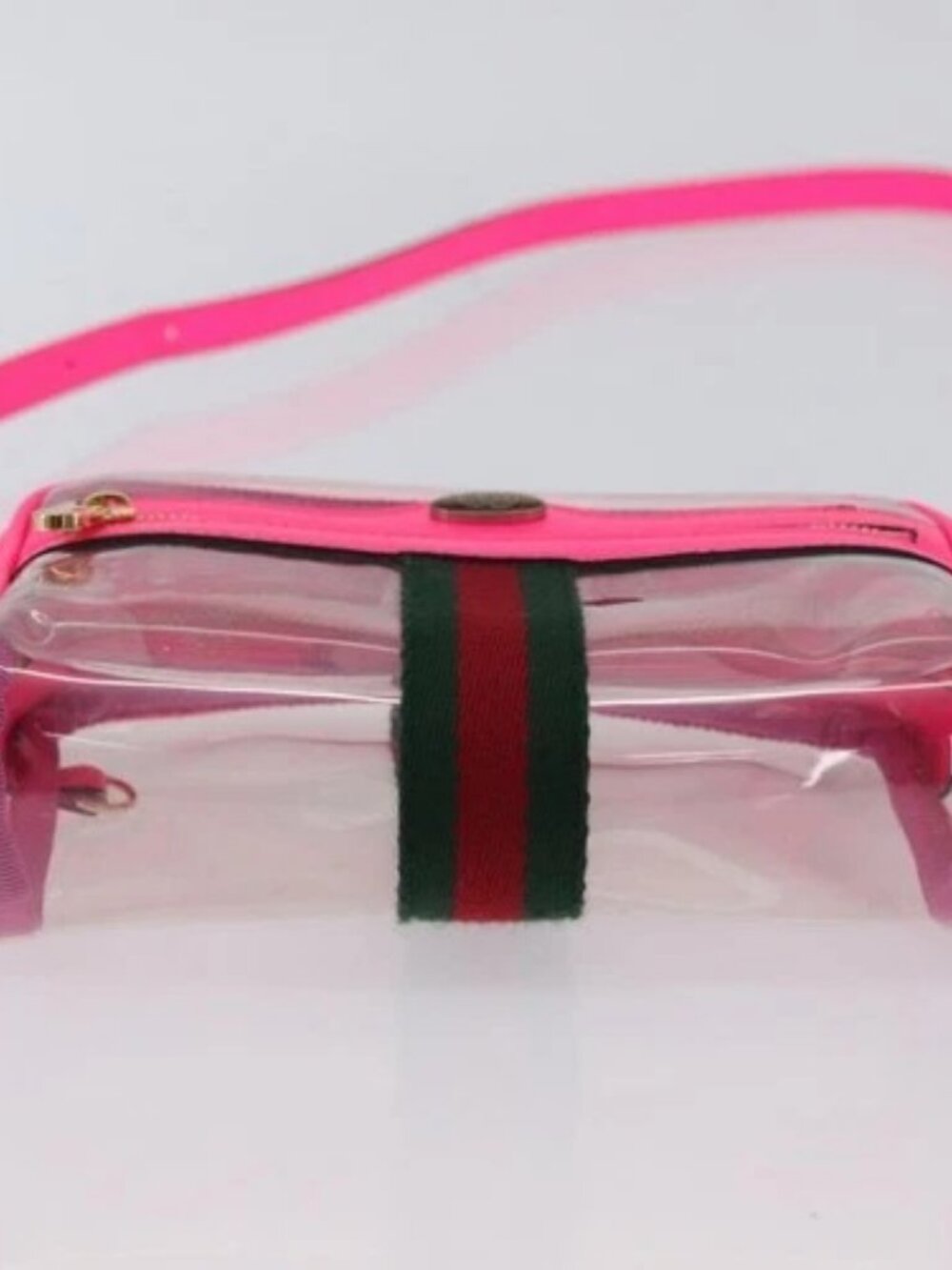 GUCCI Web Sherry Line Shoulder Bag Vinyl Clear Pink 517350 Auth YKZ583A - Picture 5 of 16